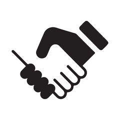 Black handshake icon representing partnership and agreement
