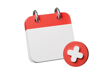 3d calendar with minus icon. cancel date, deadline missed, event removed and business schedule problem concept. Minimal cartoon planner isolated on white background. 3d render.
