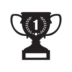 Number One Trophy Icon in Black Silhouette