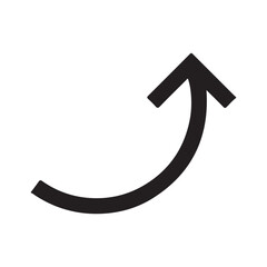 Curved upward arrow icon, black arrow symbol for direction and growth
