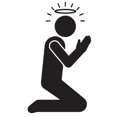 Silhouette of Praying Figure with Halo