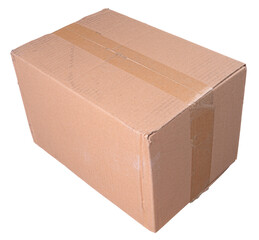 Cardboard on isolated background. Closed box.	
