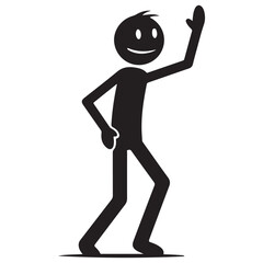 Waving Stick Figure on White Background