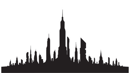 Fototapeta premium City Silhouette with Futuristic Skyscrapers
