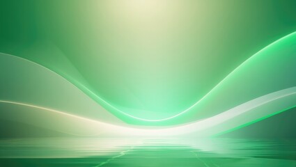 Abstract green light waves and ripples with glowing and luminous effects. Modern digital art and abstract background. The concept of technology, energy, and innovation.