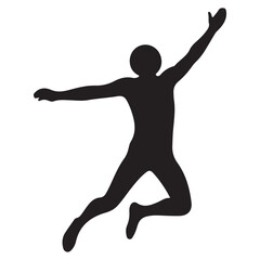 Silhouette of a Person Leaping with Arms Extended