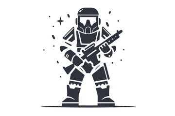 Trooper Spaceship Soldier in Cartoonish Style on White