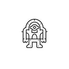 Unique Robot Line Art Character with Bold Outlines on White Background