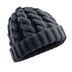 knit beanie hat warm winter clothing isolated on white background
