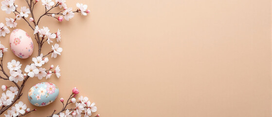 Delicate easter card with flowers