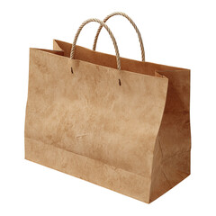 brown paper shopping bag isolated on white with twisted handles
