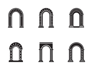 Fototapeta premium Elegant Black and White Arch Collection for Architectural Design and Decorative Elements Featuring Roman and Classical Styles for Website Graphics