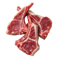 fresh raw lamb meat portion isolated on white background
