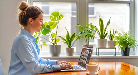 Professional Woman on Video Conference Call Working from Home