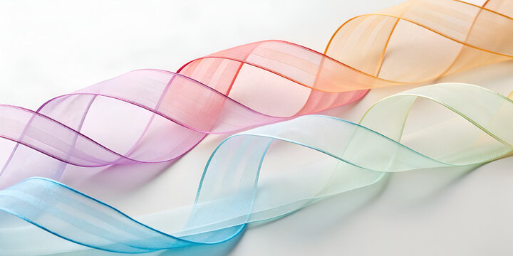Transparent flowing ribbons with pastel gradients in abstract colorful design - Powered by Adobe