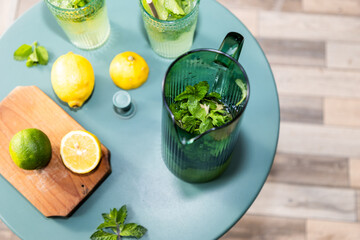 fresh lemonade in summer garden