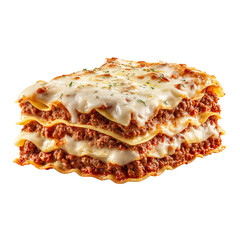 lasagna isolated on white background with classic layers
