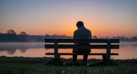 silhouette of man sitting on bench
