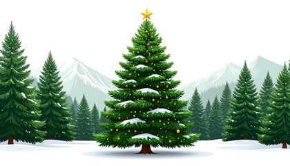 Obraz premium Christmas tree in snowy forest
