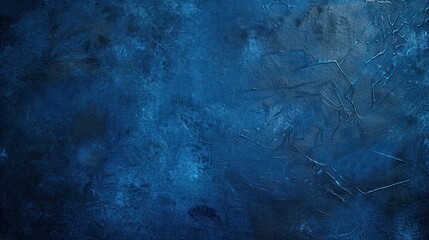 Fototapeta premium Deep, textured blue surface with abstract cloud-like patterns and linear scratches