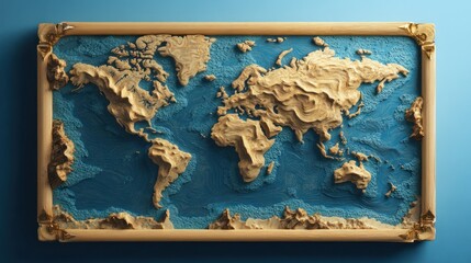 Detailed world map relief design
