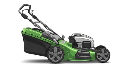 Fototapeta premium Detailed Illustration of a Modern Green Lawn Mower.