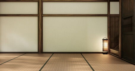 Tatami mat floor, room japanese traditional style. 3D rendering