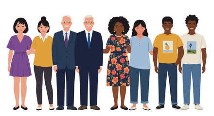 Fototapeta premium Diverse group of people standing together in casual and formal attire