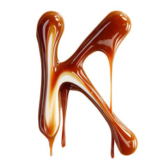 decorative caramel sauce lettering in shape of k
