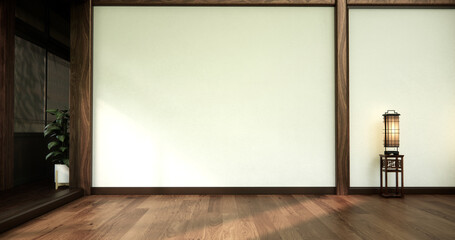 Architecture and interior concept Empty room and wood panels wall background 3D illustration rendering