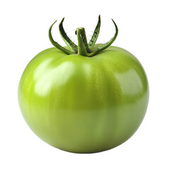 Closeup of a Single Green Tomato on Transparent Background