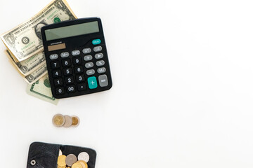 Calculator with Dollar Banknotes