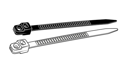 cable tie vector, zip ties illustration, plastic fastening tool, wire management icon, electrical cable organizer, nylon tie strap vector, utility fastening device, plastic cable holder, bundle securi