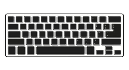 keyboard illustration, computer keyboard icon, black and white keyboard, typing key layout, pc keyboard vector, laptop keyboard drawing, electronic device keys, input device illustration, qwerty keybo