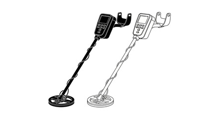metal detector icon, treasure hunting device, gold finder vector, security scanner illustration, underground search equipment, archeology tool vector, lost item finder, exploration device graphic, rel
