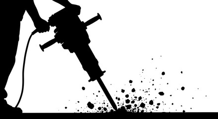 jackhammer icon, demolition tool vector, construction equipment illustration, pneumatic drill symbol, road breaker graphic, power tool silhouette, industrial jack hammer design, concrete breaker icon,