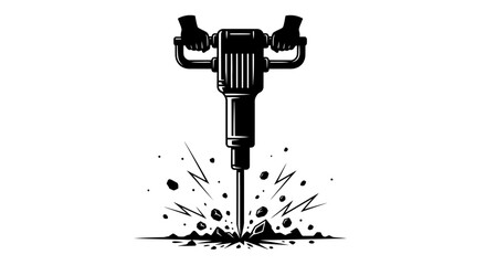jackhammer icon, demolition tool vector, construction equipment illustration, pneumatic drill symbol, road breaker graphic, power tool silhouette, industrial jack hammer design, concrete breaker icon,