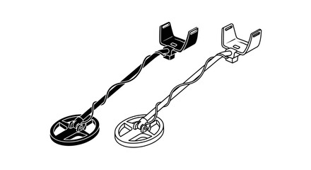 metal detector icon, treasure hunting device, gold finder vector, security scanner illustration, underground search equipment, archeology tool vector, lost item finder, exploration device graphic, rel