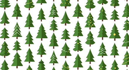 Seamless pattern of festive christmas trees with decorations