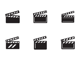 Movie clapper board icons film production cinematography elements creative filmmaking clapperboard graphic collection media industry illustration