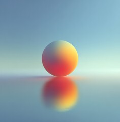 a gradient sphere with yellow and red gradients on the left side, against a light blue background.  this design could be used as a logo, icon, branding element, social media profile picture, etc., in 