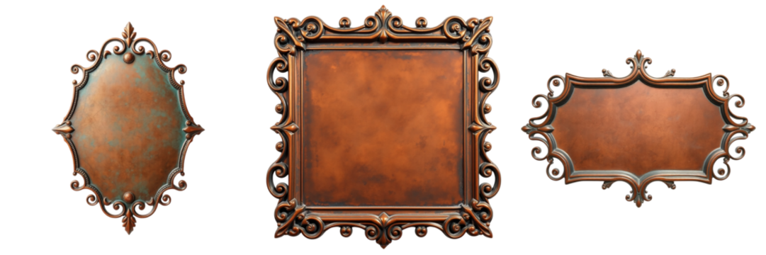 Ornate Bronze Plaque: An antique bronze plaque, intricately designed with scrolling patterns, stands out in stunning detail, ideal for adding a touch of elegance and heritage to any design or concept.