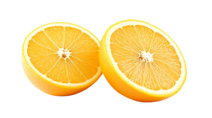 Freshly cut yellow oranges halved on a clean background, copy space