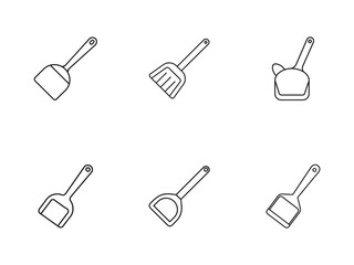 Outline Illustration of Various Small Shovels and Trowels Perfect for Garden Projects and Creative Designs for Gardening Tools