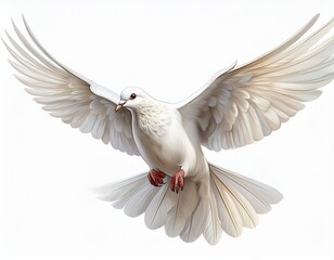 Fototapeta premium a free flying white dove isolated on white background generative ai