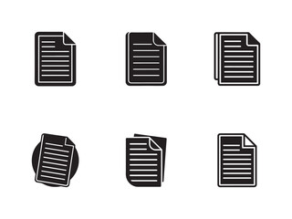 Paper Icon Set Document Illustration Flat Design Graphic Elements for Websites and Applications Black and White Silhouette Style