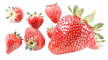 Fresh strawberries on a white background with copy space