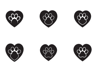Paw Prints in Hearts Vector Graphic for Pet Lovers and Animal Rescue Organizations Design Resources