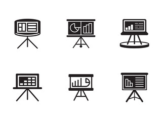 Presentation Board Icons Set Data Analysis Business Report and Strategy Concept for Meetings and Presentations
