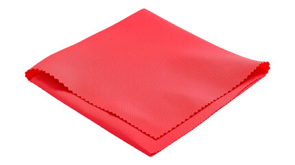 Red fabric square on a white background with copy space